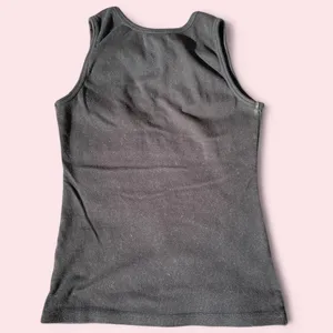 Black tank top with silver floral embroidery along the neckline thumbnail 4