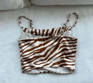 Satin Zebra Print Crop Top thumbnail 5