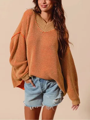 Free People Maisie Sweater In Tangerine thumbnail 1