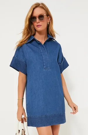 Tuckernuck Denim Trapunto Stitch Sofia Shirt Dress thumbnail 1