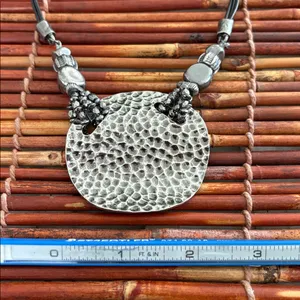 Chico's Textured Silver Pendant Necklace 16”-20” thumbnail 4