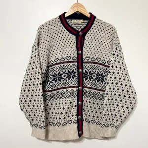Vintage L.L. Bean Fair Isle Nordic Cardigan Sweater Wool Sie XL Women’s Winter thumbnail 2