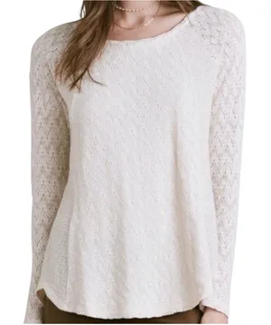 ANTHROPOLOGIE ONE SEPTEMBER Women’s Boho Ivory Sweater Knit Lave Top thumbnail 1