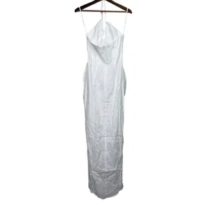 NWT Rumer Estelle Sleeveless Strappy Halter Maxi Dress Front Cutout L White thumbnail 6