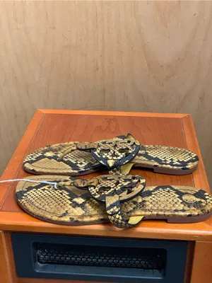 Tory Burch Brown Snake-Print Stamped Slip On Thong Sandals Size-6.5 Resort Glam thumbnail 5
