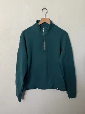 American Giant Teal Green French Terry Half Zip Pullover‎ Sweater Womens Size L thumbnail 2