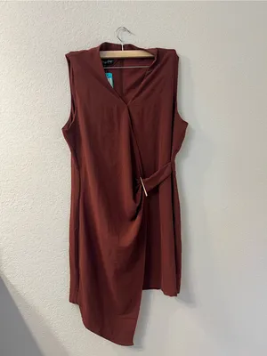 Asymmetrical Burgundy Dress‎ thumbnail 2