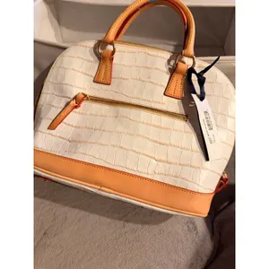 Dooney & Bourke Womens Satchel White Leather Croc Zip Zip Satchel Dome Bag thumbnail 8