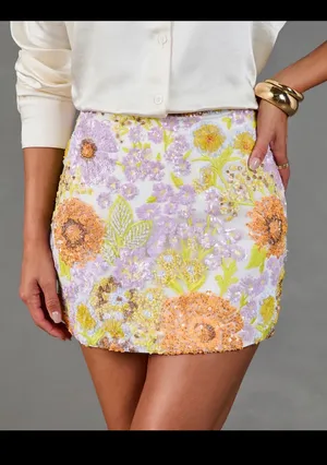 VICI Floral Sequin Skirt thumbnail 1