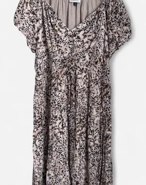 Universal Thread Animal Print Puff Sleeve Midi Dress Size L thumbnail 1