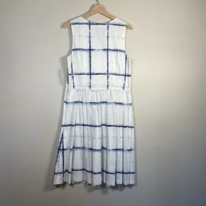 Pendleton Sleeveless A-line Dress‎ Size 12 White Blue Plaid Check Pleated NWT thumbnail 8