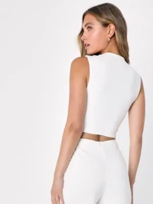 LULU's Chic Sexy Bridal Beach Resortwear Vacation Picnic Honeymoon Crop Top thumbnail 2