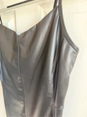 Aerie Offline Black Faux Leather Jumpsuit thumbnail 5