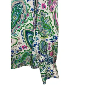 Zara Blouse XXL Paisley Floral Button Front Long Sleeve Shirt Green Pink NWT thumbnail 2