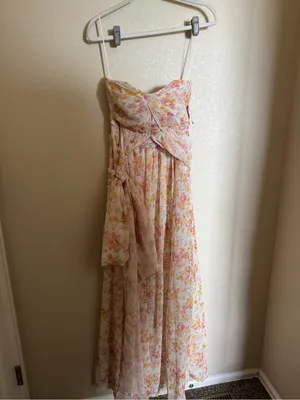 Birdy Grey Grace Convertible Dress with slit in Chiffon Pressed Floral sz S NEW thumbnail 5