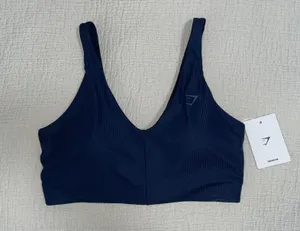 Gymshark Ribbed Sports Bra - Navy thumbnail 1