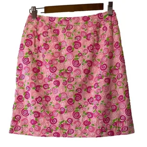 Vintage Lilly Pulitzer White‎ Label Size 2 ~Happy Snails~Cotton Wrap Skirt Pink thumbnail 1