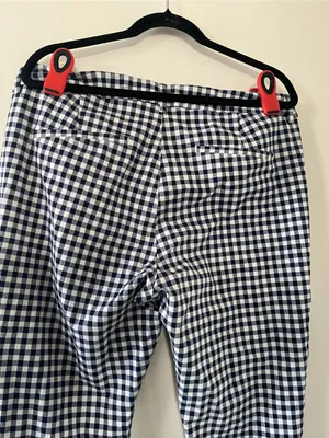 Old Navy Blue White Gingham Check Pixie Ankle Skinny Trouser Pants 16 Preppy thumbnail 6