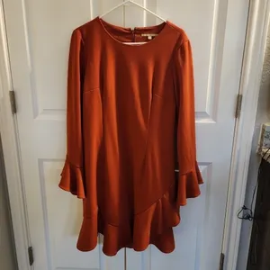 Gianni Bini The In Crowd Bell Sleeve Ruffle Sophie Mini Dress burnt orange 12 thumbnail 4