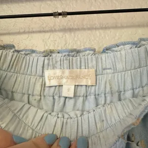 LoveShackFancy Dim Star Floral Tiered Mini Skirt Blue Size Small thumbnail 6