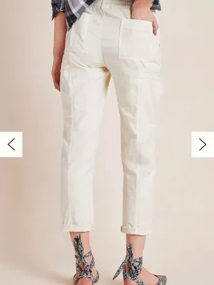 Anthropologie Angela Cropped Cargo Pants Size 26 Ivory utility Cotton Lyocell thumbnail 3