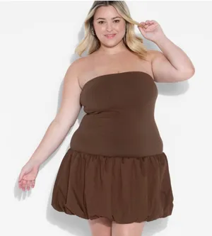 Wild Fable Brown Strapless Dress thumbnail 1