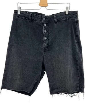 Free‎ People We The Free Crvy Bermuda Shorts Exposed Button Fly Faded Black 34 thumbnail 1