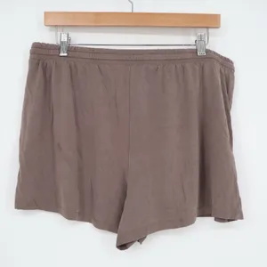 Sweat Shorts Womens Large Brown Stretch Drawstring Waist Low Rise Slash Pockets thumbnail 5