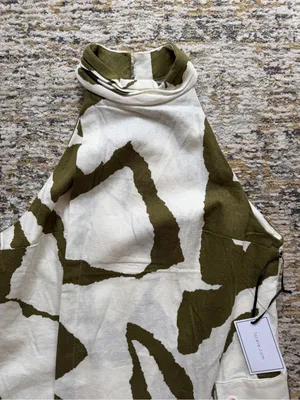 NWT 1.STATE Olive & Cream Mock Neck linen Dress size S thumbnail 2