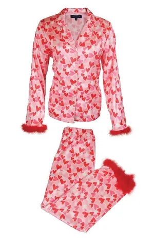 Simply Southern Red and Pink Heart Satin Pajamas size XL thumbnail 9