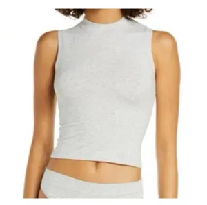NWOT Skims Cotton Jersey Mock Neck Tank in Heather Grey thumbnail 2