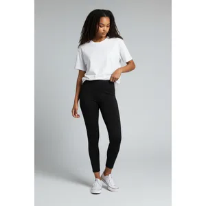 Time and Tru High Rise Leggings Women S Black 3-Pack Cotton Stretch Ankle 27 in thumbnail 3