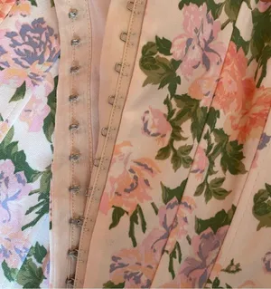 ZARA Cream and Pink Floral Corset Top thumbnail 5