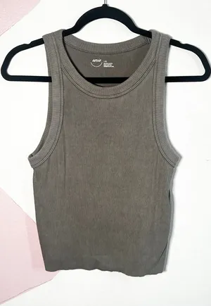 Aerie Tank Top Womens Large‎ Green Ribbed Stretch Summer Casual thumbnail 1