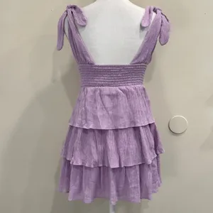Lovers and Friends Brielle Mini‎ Dress Lavender Purple Tiered Ruffle Revolve S thumbnail 4