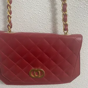 Crossbody bag red leather quilted exterior.great for a night out thumbnail 2