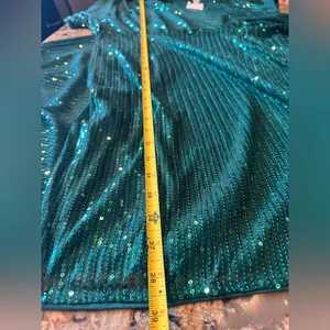 Grace Karin XL Green Sequin Cocktail Dress Asymmetrical Wrap Waist Holiday Party thumbnail 10