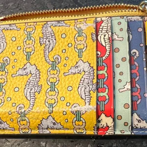 Tory Burch Multi-Color Seahorse Perry Printed Top Zip Card Case Wallet thumbnail 6