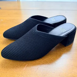 Eileen Fisher Betsy‎ Mules Shoes Black Knit Mesh Block Heel Women's Size 5.5 thumbnail 3