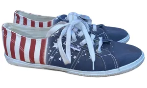 Superga USA Flag Sneakers Womens 10‎ Canvas Lace Up Americana Red White Blue thumbnail 1