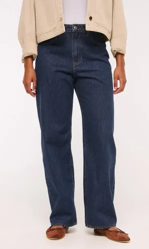 NWT Abercrombie‎ & Fitch Curve Love High Rise Loose Jean Dark Wash Size 34 thumbnail 1