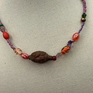 Multicolor Vintage Wood & Glass Quartz Necklace New Accents 20” Adustable thumbnail 3