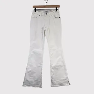 NWT Wrangler x Staud Jeans White The Bikini Denim Flare Low Rise Side Slit 25x32 thumbnail 2