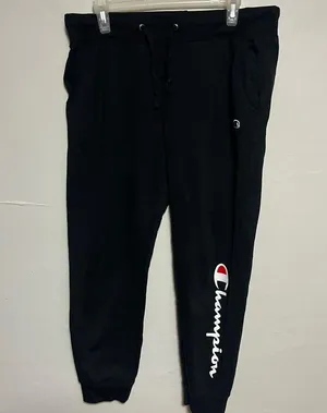 Champion Black Track Pants with Logo thumbnail 1