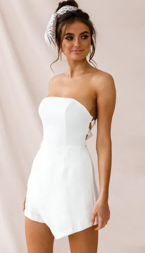 Selfie Leslie White Strapless Romper thumbnail 3