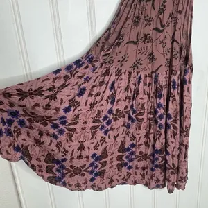 FREE PEOPLE Sleeveless Keyhole Boho Mauve Floral Babydoll Swing Slip Dress 882 thumbnail 10