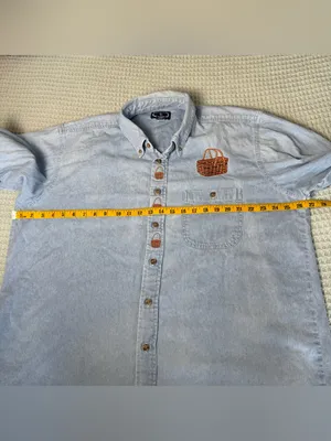 Vintage Embroidered Denim Button Down Shirt XL Baskets Cottagecore Teachercore thumbnail 8