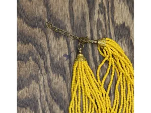 NEW Seed Bead Twisted Wire Cluster Necklace Yellow / Copper Brown 36" + 2" thumbnail 5
