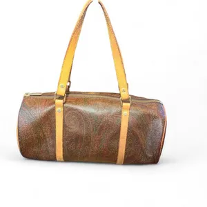 Vintage ETRO Milano Paisley Barrel Bag Leather Trim Shoulder Handbag Italy thumbnail 8