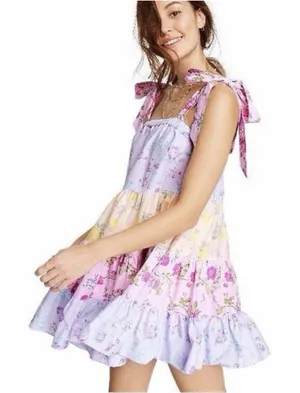 LoveShackFancy x Target Jeanne Tiered Dress 100% Cotton Tie Strap Babydoll Small thumbnail 1